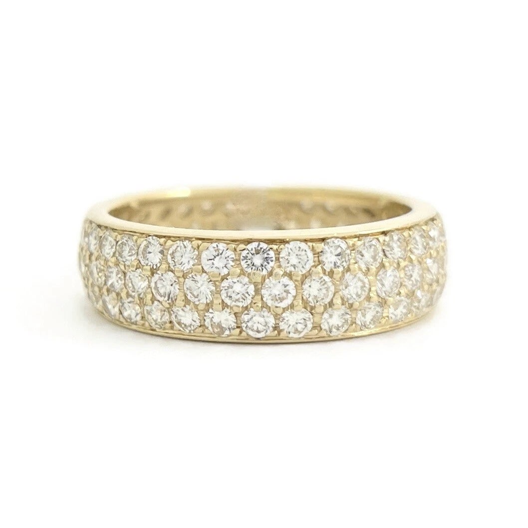 Men's Wide Pave Diamond Eternity Ring Wedding Band 14K Yellow Gold 2.47 CTW: Men's Wide Pave Diamond Eternity Ring Wedding Band 14K Yellow Gold 2.47 CTW This is an awesome ring that can be worn as a wedding band, anniversary ring or statement ring. Don't hesitate to ask any