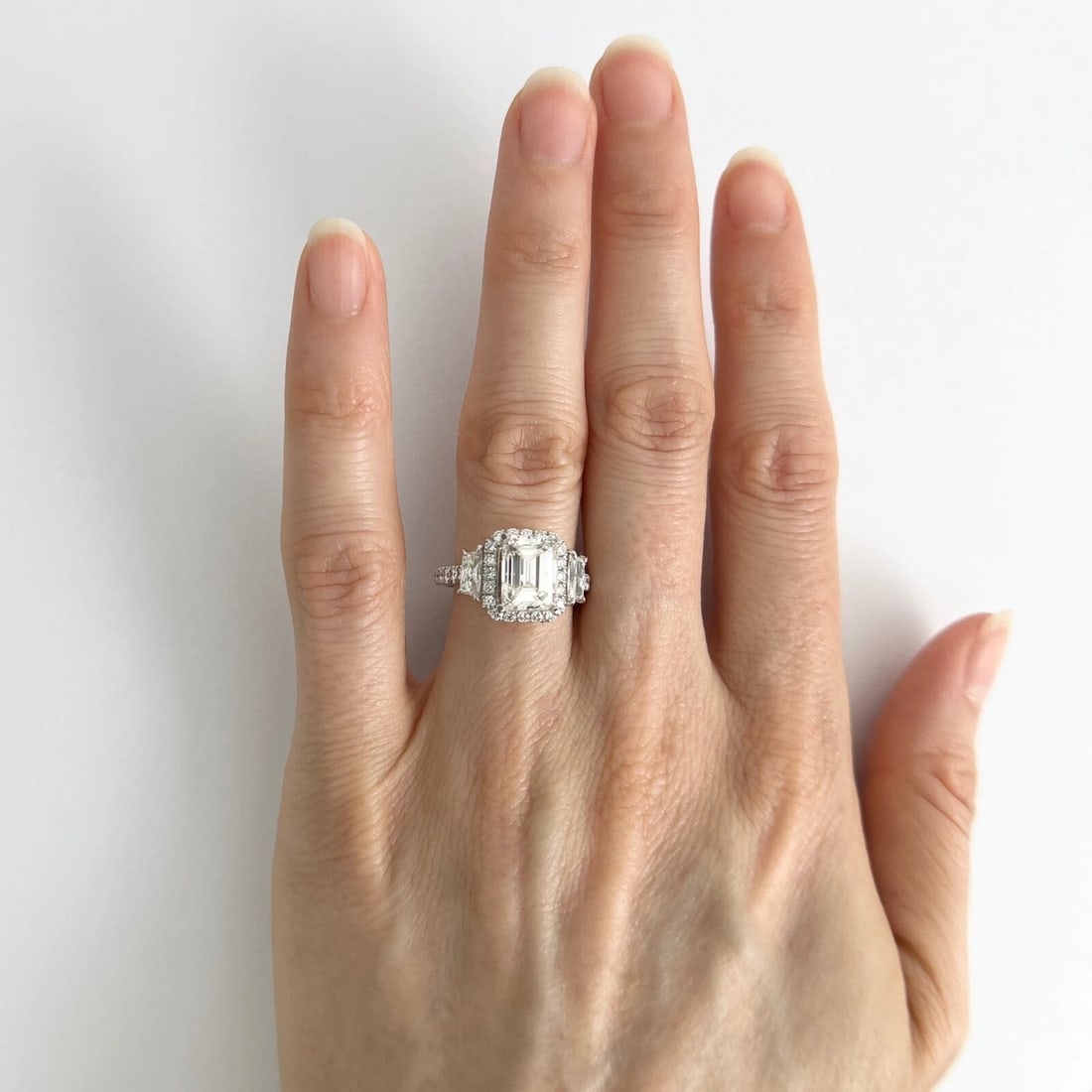 Rectangle Halo Diamond Engagement Ring Setting Mounting Platinum 1.04 CTW - 6