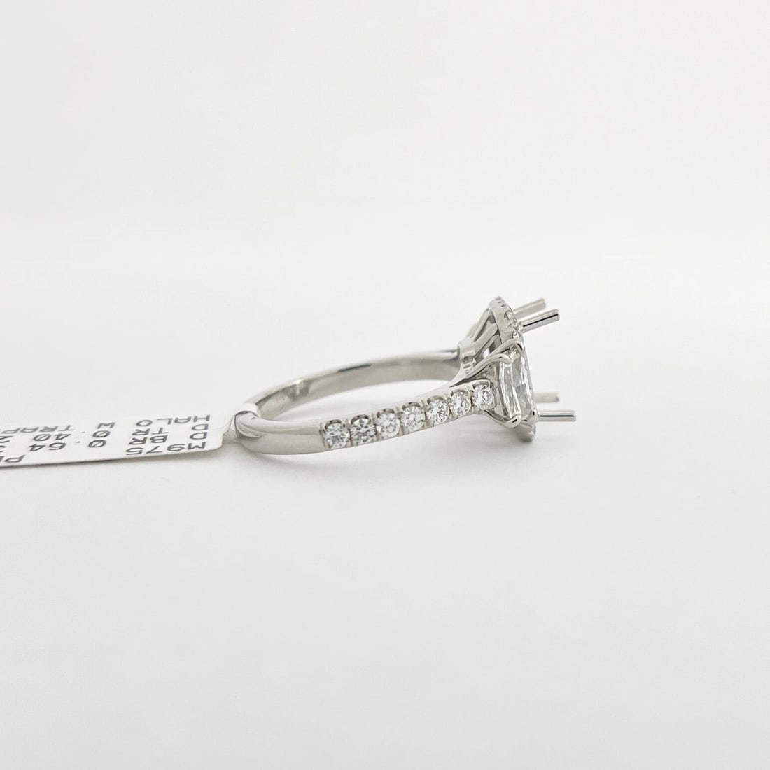 Rectangle Halo Diamond Engagement Ring Setting Mounting Platinum 1.04 CTW - 7