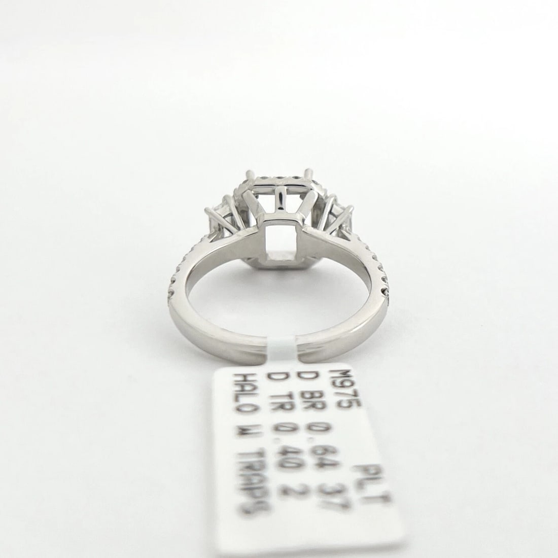 Rectangle Halo Diamond Engagement Ring Setting Mounting Platinum 1.04 CTW - 8