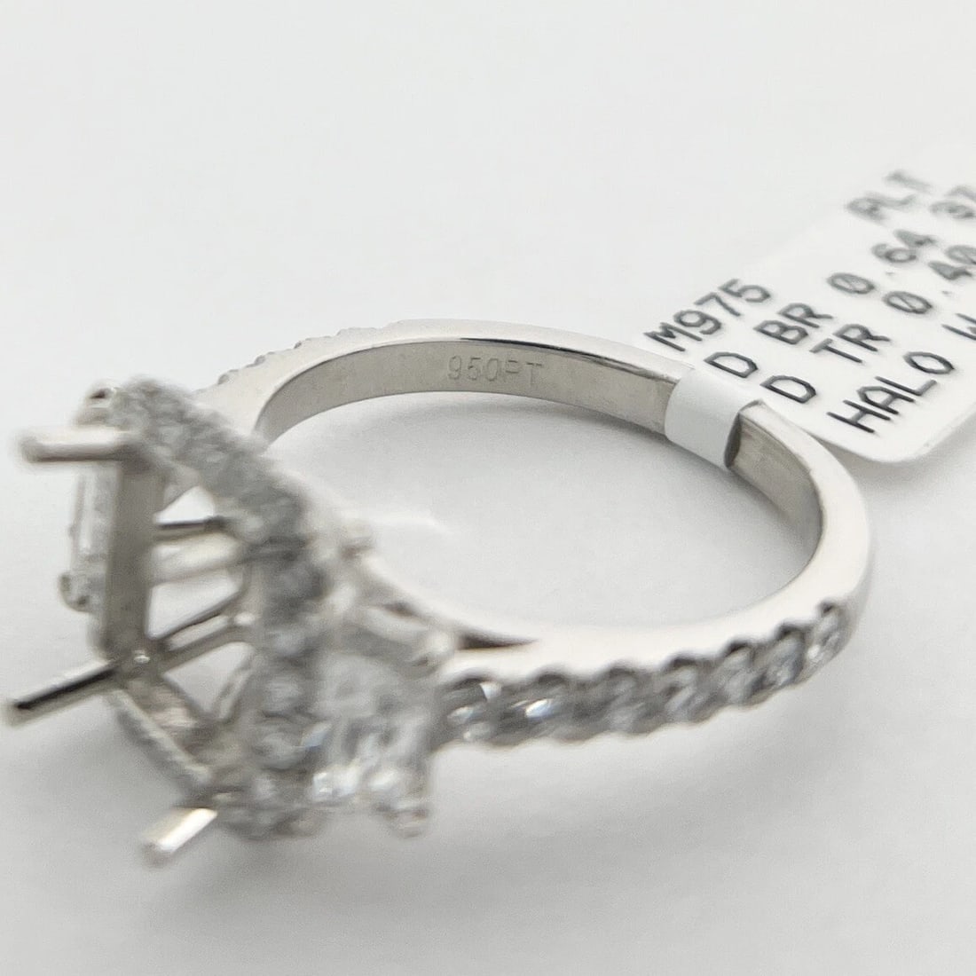 Rectangle Halo Diamond Engagement Ring Setting Mounting Platinum 1.04 CTW - 9