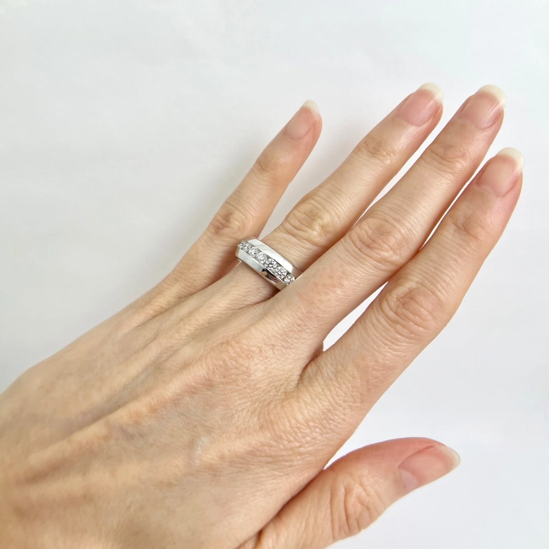 Men's Wide Diamond Channel-Set Wedding Band Ring 14K White Gold, .83 CTW - 4