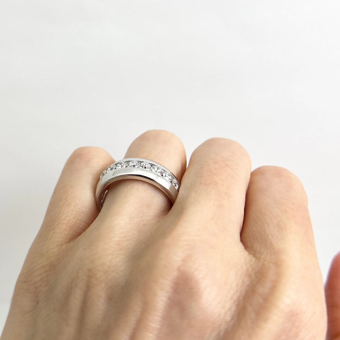 Men's Wide Diamond Channel-Set Wedding Band Ring 14K White Gold, .83 CTW - 5