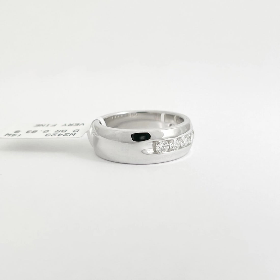 Men's Wide Diamond Channel-Set Wedding Band Ring 14K White Gold, .83 CTW - 6