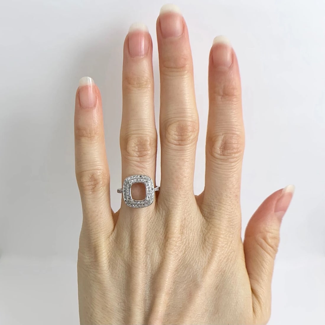 Double Cushion Halo Diamond Engagement Ring Setting Mounting Platinum .55 CTW - 2