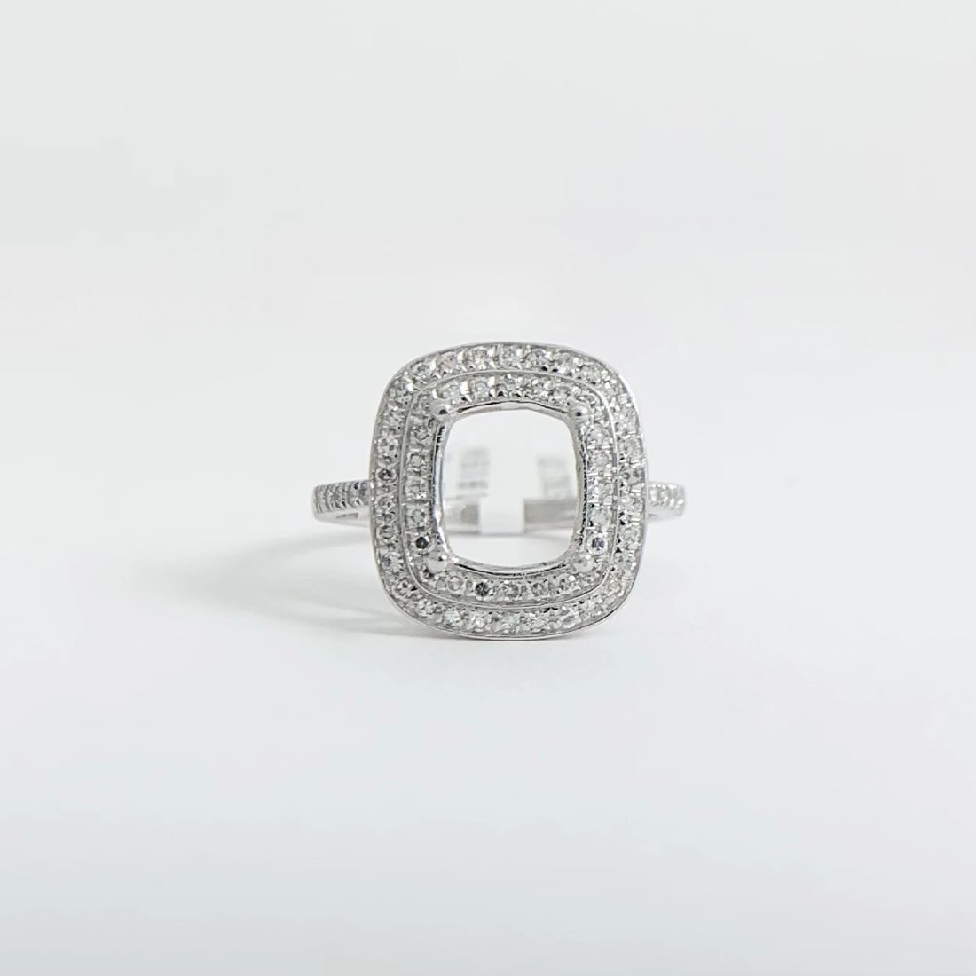 Double Cushion Halo Diamond Engagement Ring Setting Mounting Platinum .55 CTW - 9
