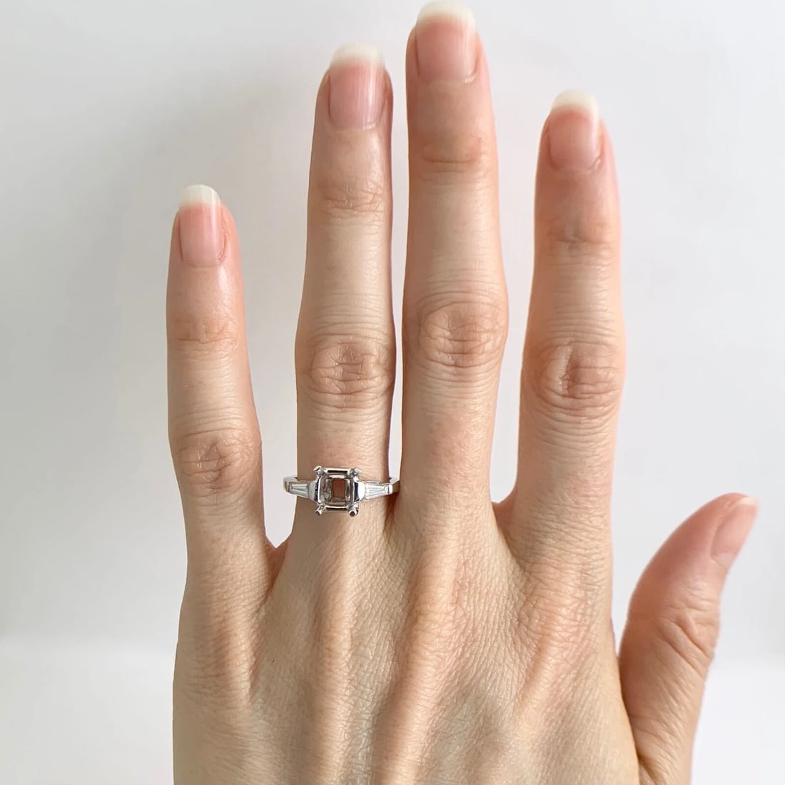 Tapered Baguette Diamond Engagement Ring Setting Mounting Platinum .30 CTW - 2
