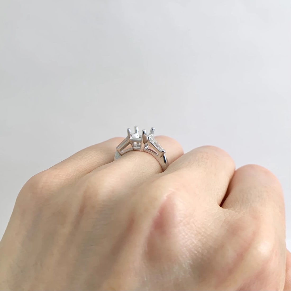 Tapered Baguette Diamond Engagement Ring Setting Mounting Platinum .30 CTW - 4