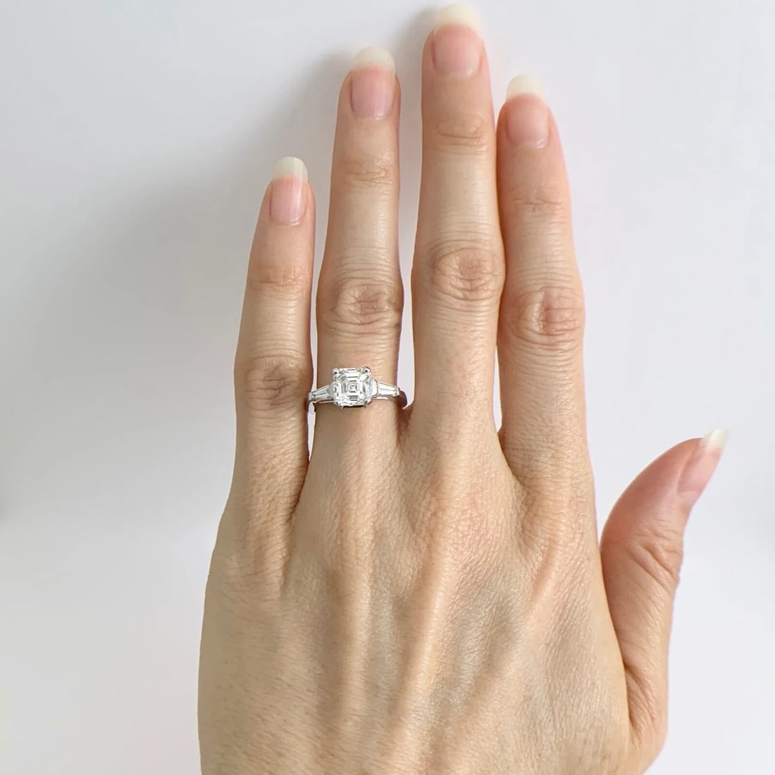 Tapered Baguette Diamond Engagement Ring Setting Mounting Platinum .30 CTW - 5