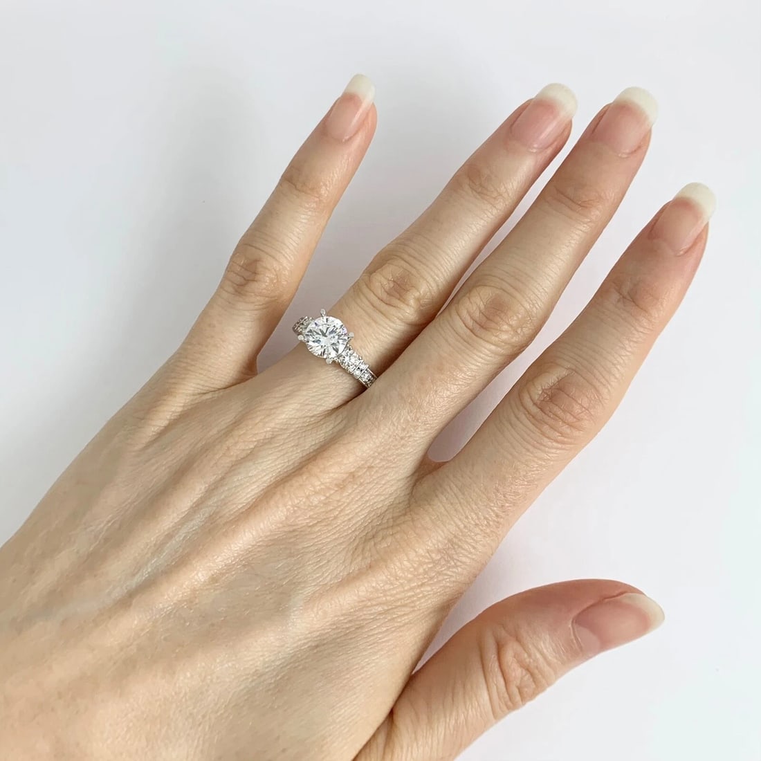 Milgrain Diamond Engagement Ring Setting Mounting 18K White Gold .51 CTW - 6