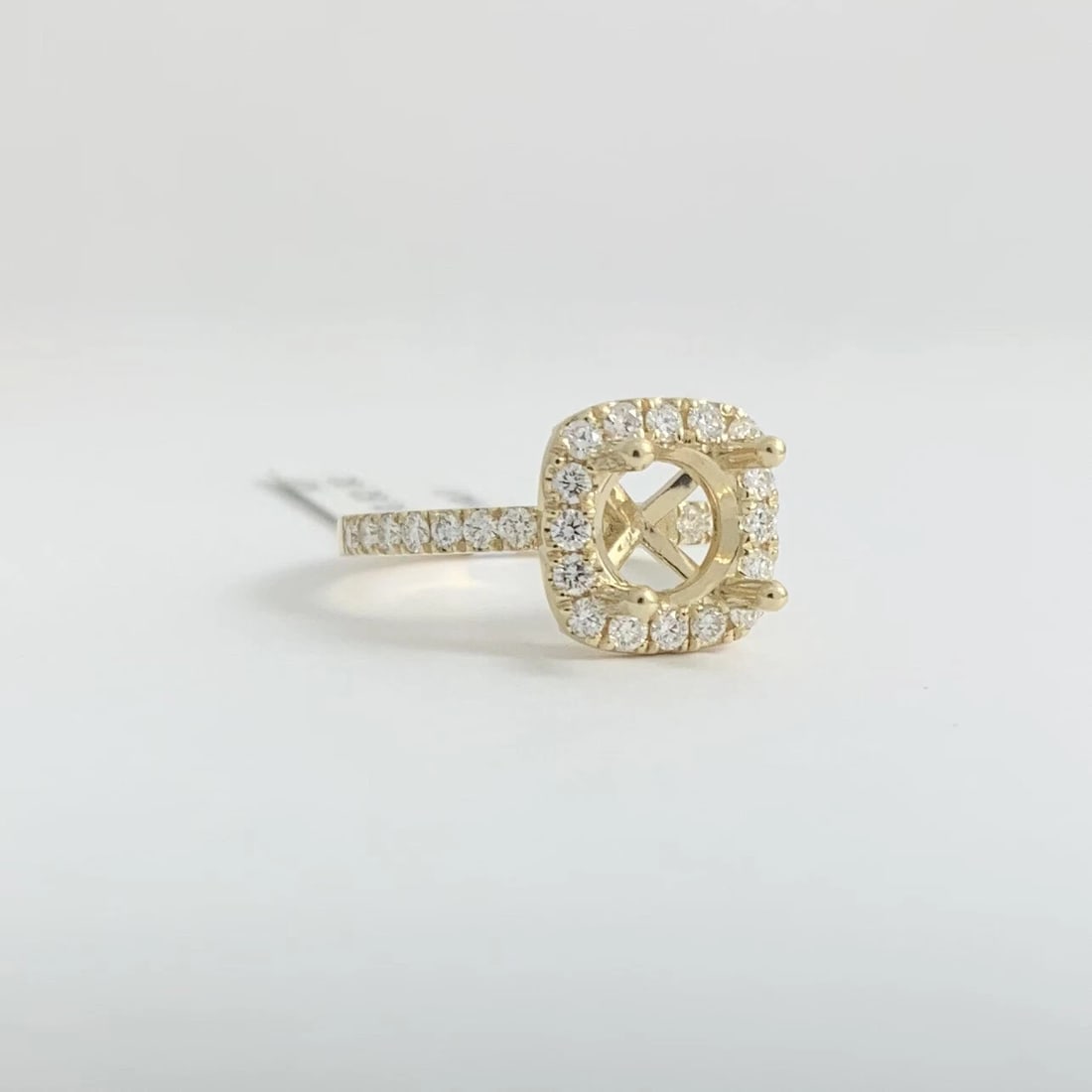 Cushion Halo Diamond Engagement Ring Setting Mounting 14K Yellow Gold, 3.29 Gr - 8