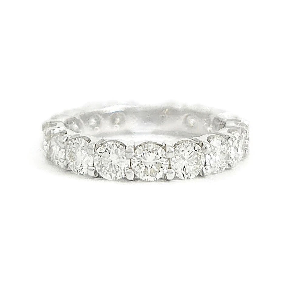 Round Diamond Eternity Ring Wedding Band Anniversary 14K White Gold, 2.98 CTW: Round Diamond Eternity Ring Wedding Band Anniversary 14K White Gold, 2.98 CTW This is a lovely ring that can be worn as a wedding band, anniversary ring or statement ring. Don't hesitate to ask any qu