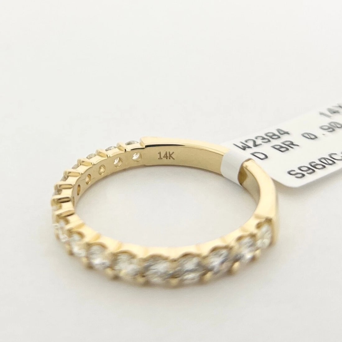Round Diamond Wedding Band Anniversary Ring 14K Yellow Gold, .90 CTW - 9