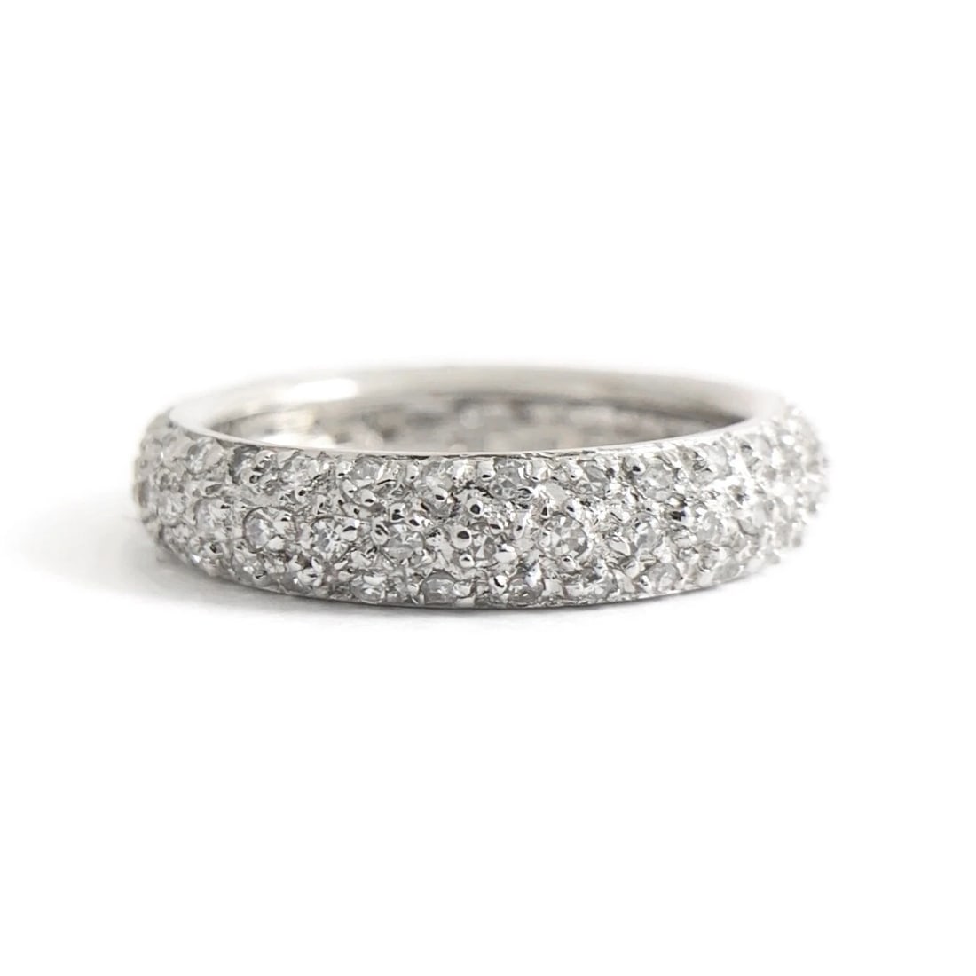 Round Pave Diamond Eternity Wedding Band Ring 14K White Gold, 2.88 Grams (1 of 8)