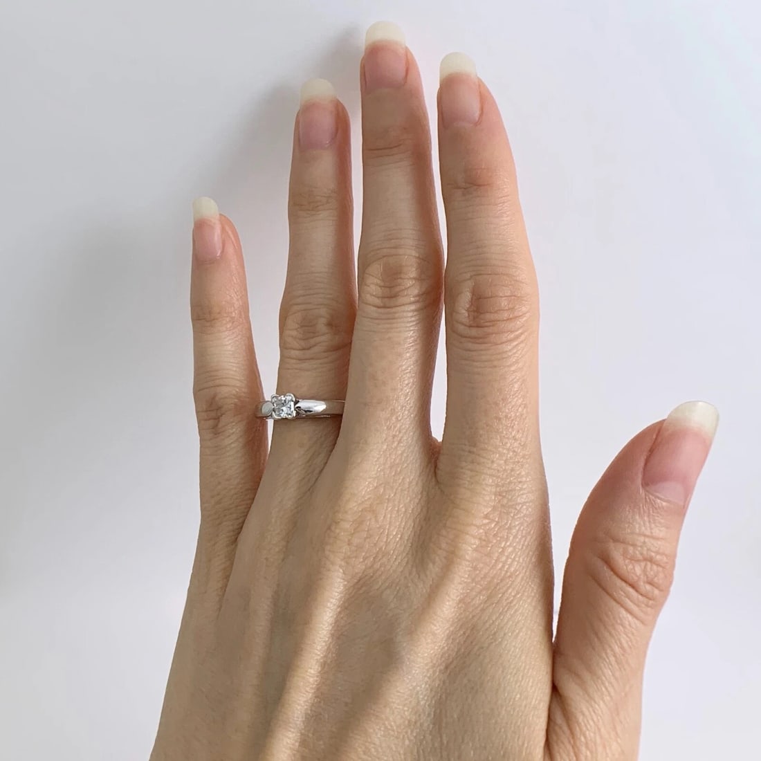 Princess Cut Solitaire Diamond Engagement Ring 14K White Gold .38 CT, 4.45 Gr - 3