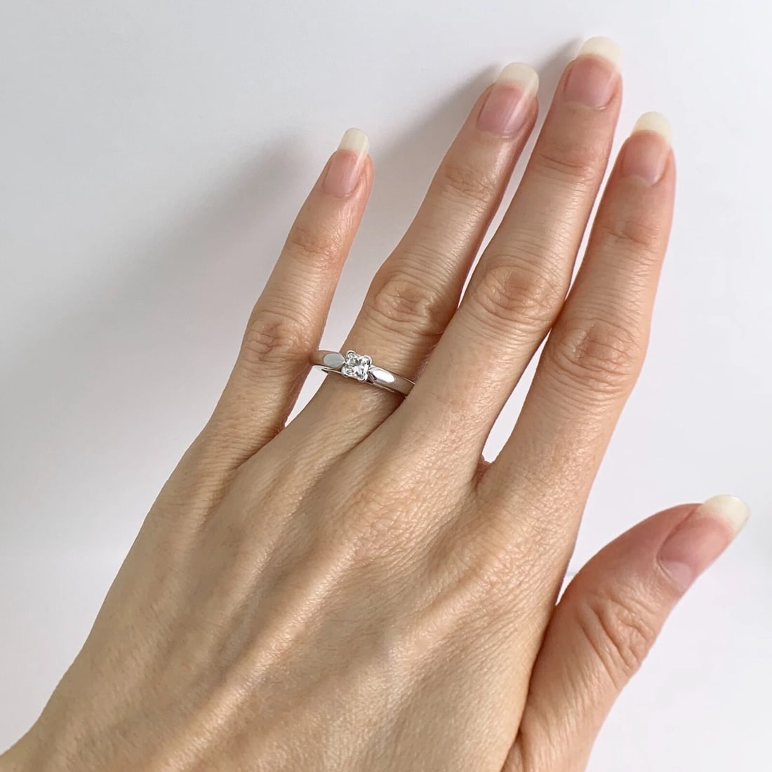 Princess Cut Solitaire Diamond Engagement Ring 14K White Gold .38 CT, 4.45 Gr - 4
