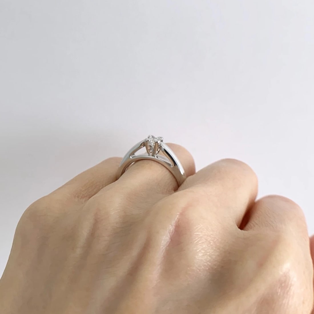Princess Cut Solitaire Diamond Engagement Ring 14K White Gold .38 CT, 4.45 Gr - 5