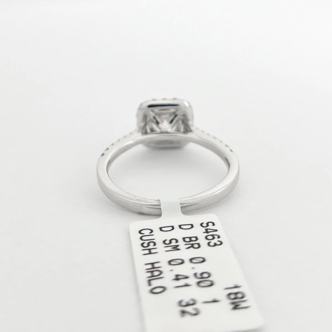 Cushion Halo Round Diamond Engagement Ring 18K White Gold, 1.31 CTW - 9