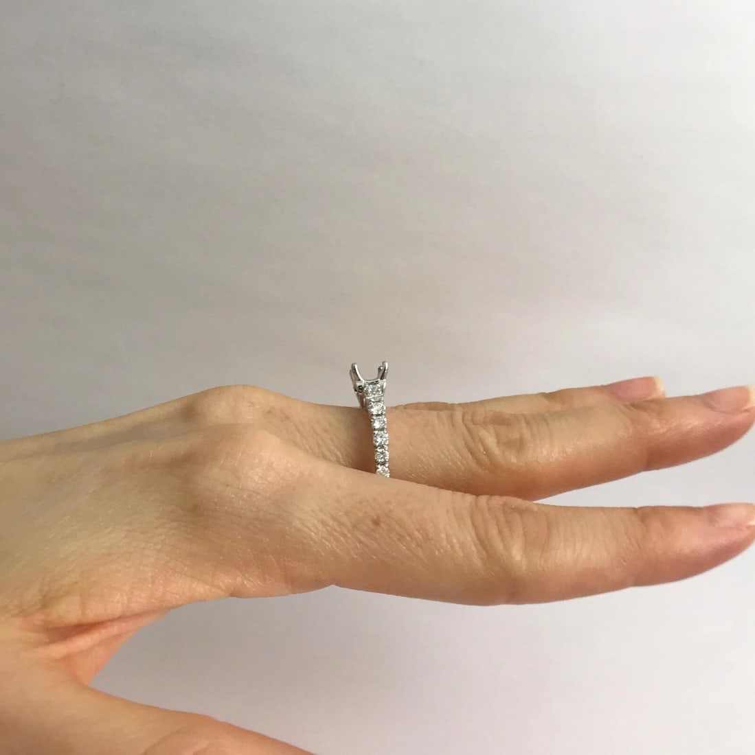 Diamond Heart Engagement Ring Setting Mounting 18K White Gold, .82 CTW, 4.26 Gr - 4