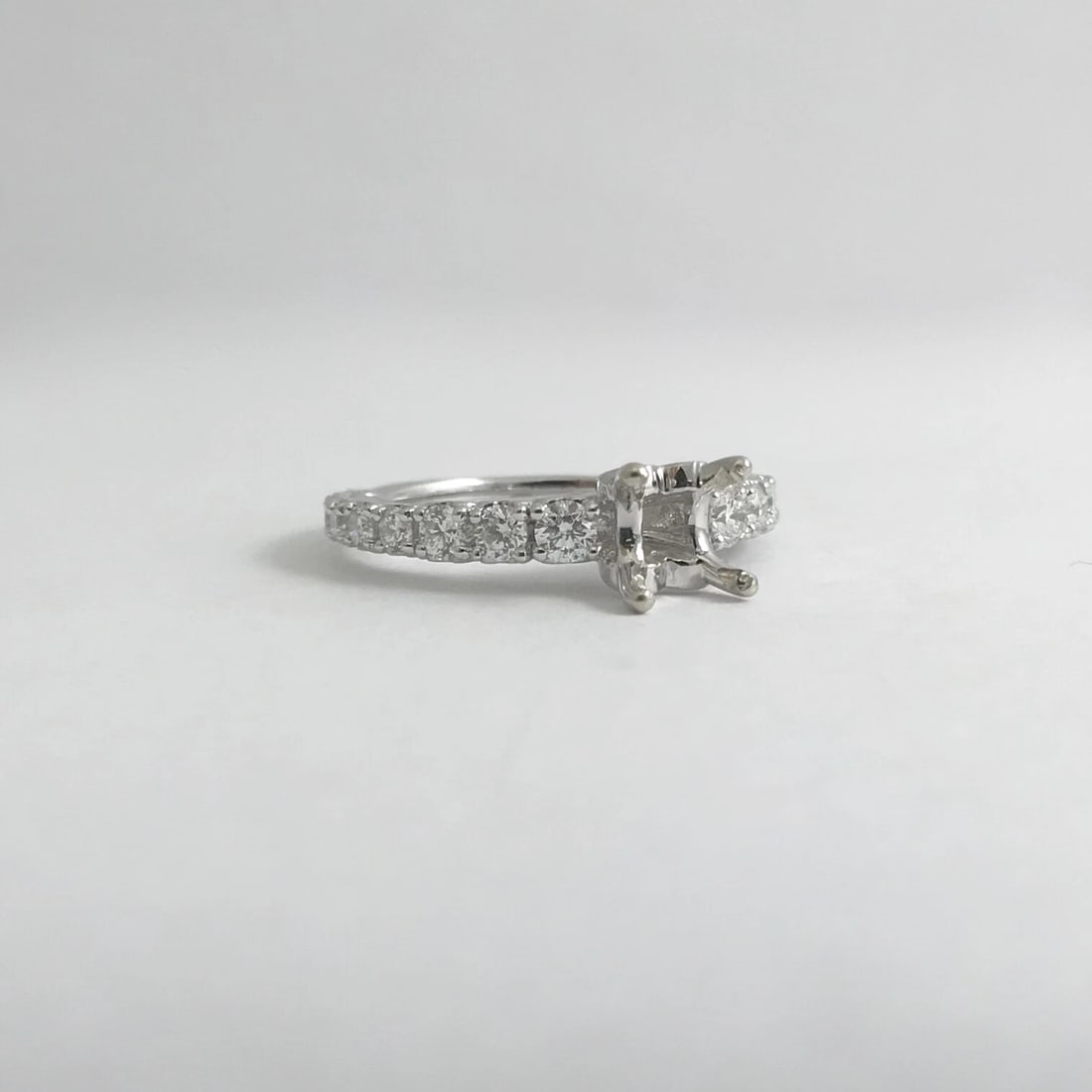 Diamond Heart Engagement Ring Setting Mounting 18K White Gold, .82 CTW, 4.26 Gr - 7