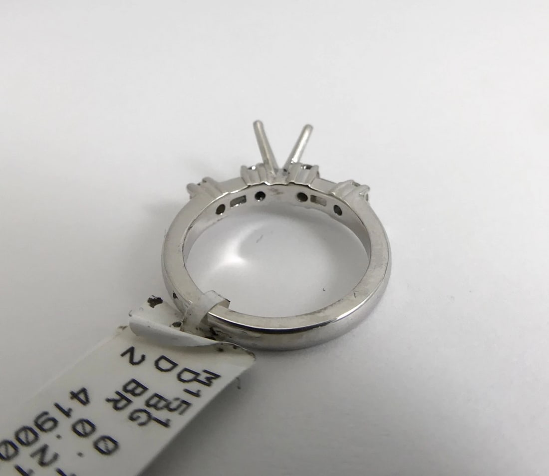 Baguette Round Diamond Engagement Ring Setting Mounting 14K White Gold, .35 CTW - 9