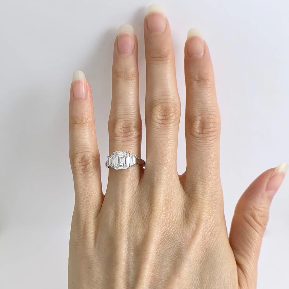 GIA 3-Stone Emerald Cut Trapezoid Diamond Platinum Engagement Ring 2.63 CTW - 2