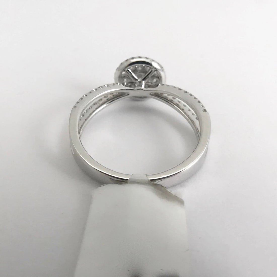 Flower Cluster Split Shank Halo Diamond Engagement Ring 18K White Gold .90 CTW - 8