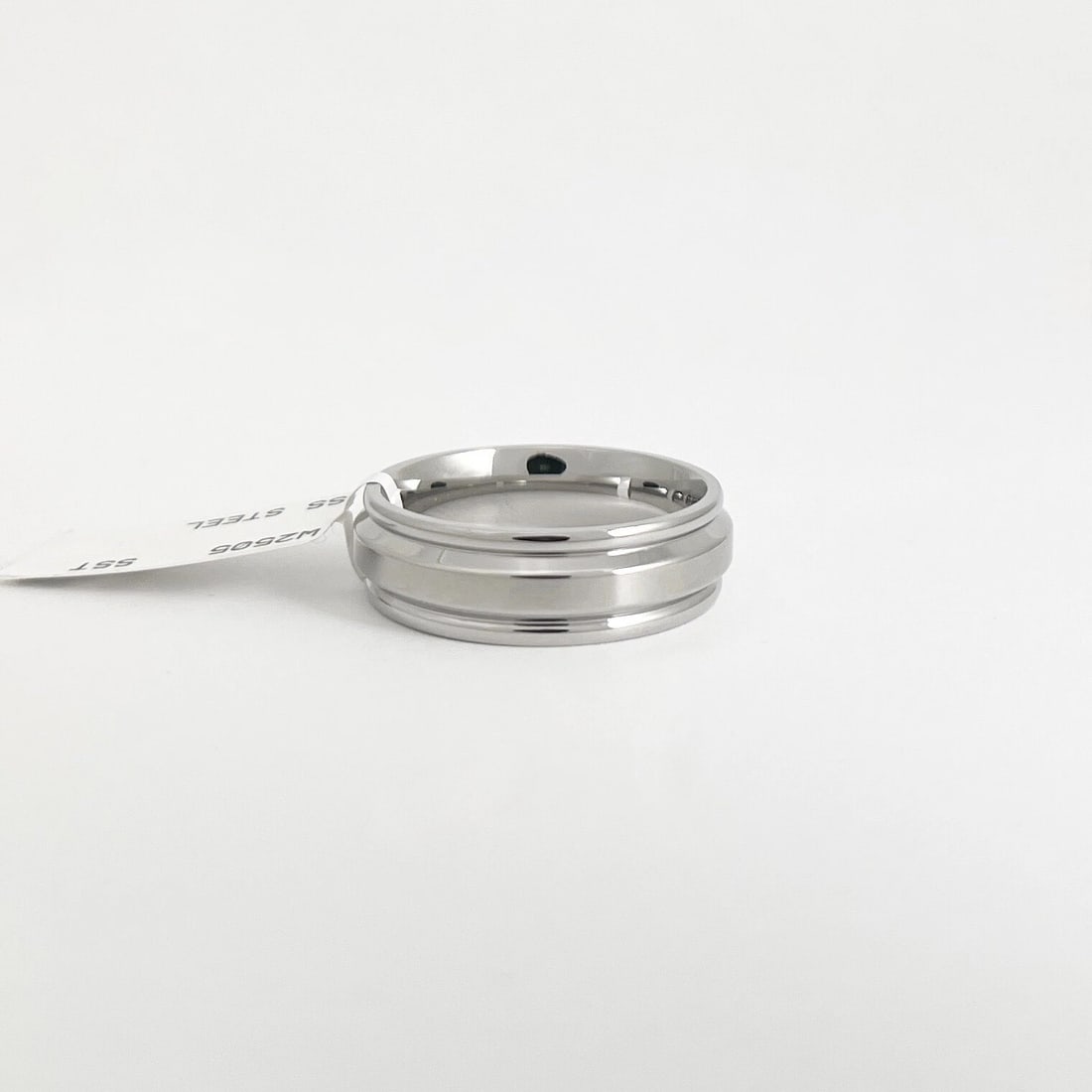 Men's Wide Grooved Wedding Band Ring Stainless Steel, Size 10, 7 mm - 6