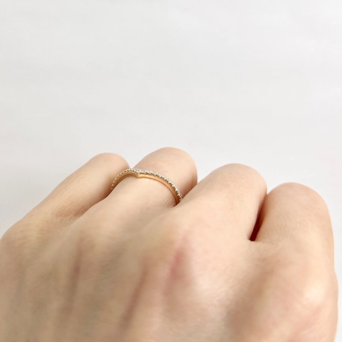 Curved Diamond Chevron V-Shaped Wedding Band Ring 14K Yellow Gold, .30 CTW - 5