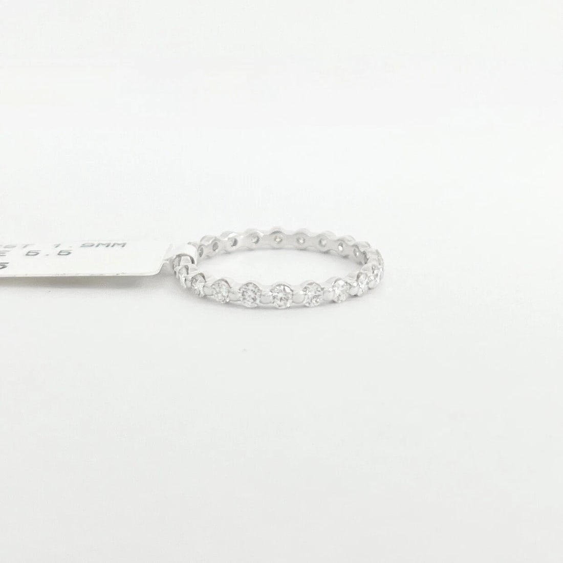 Round Diamond Bead-Set Eternity Ring Wedding Band 18K White Gold .66 CTW - 6