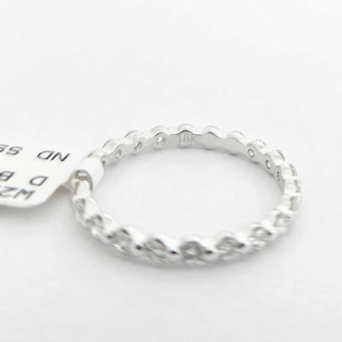 Round Diamond Bead-Set Eternity Ring Wedding Band 18K White Gold .66 CTW - 7
