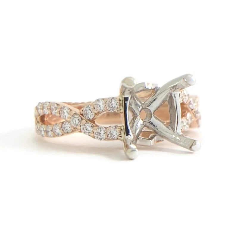 Crisscross Milgrain Diamond Engagement Ring Setting Mounting 14K Pink Rose Gold: Crisscross Milgrain Diamond Engagement Ring Setting Mounting 14K Pink Rose Gold This is a gorgeous diamond engagement ring mounting ready to house a diamond or gemstone of your choice. Don't hesitate