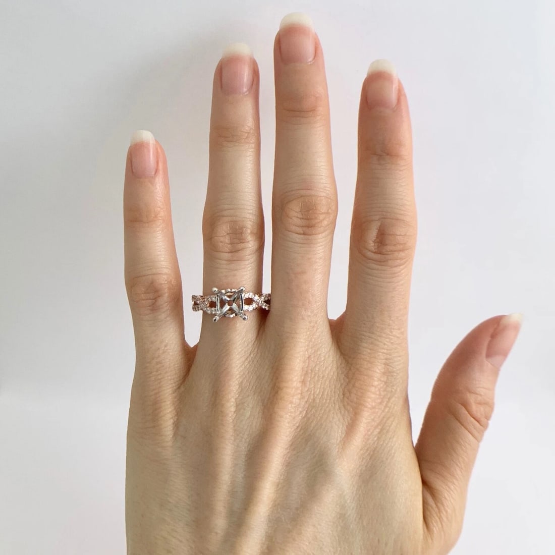 Crisscross Milgrain Diamond Engagement Ring Setting Mounting 14K Pink Rose Gold - 2