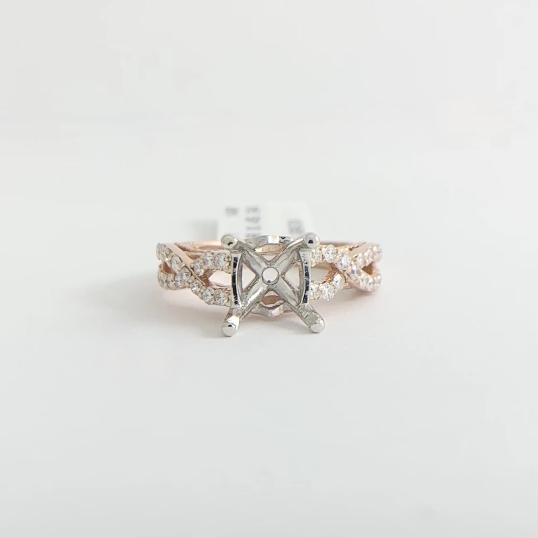 Crisscross Milgrain Diamond Engagement Ring Setting Mounting 14K Pink Rose Gold - 7
