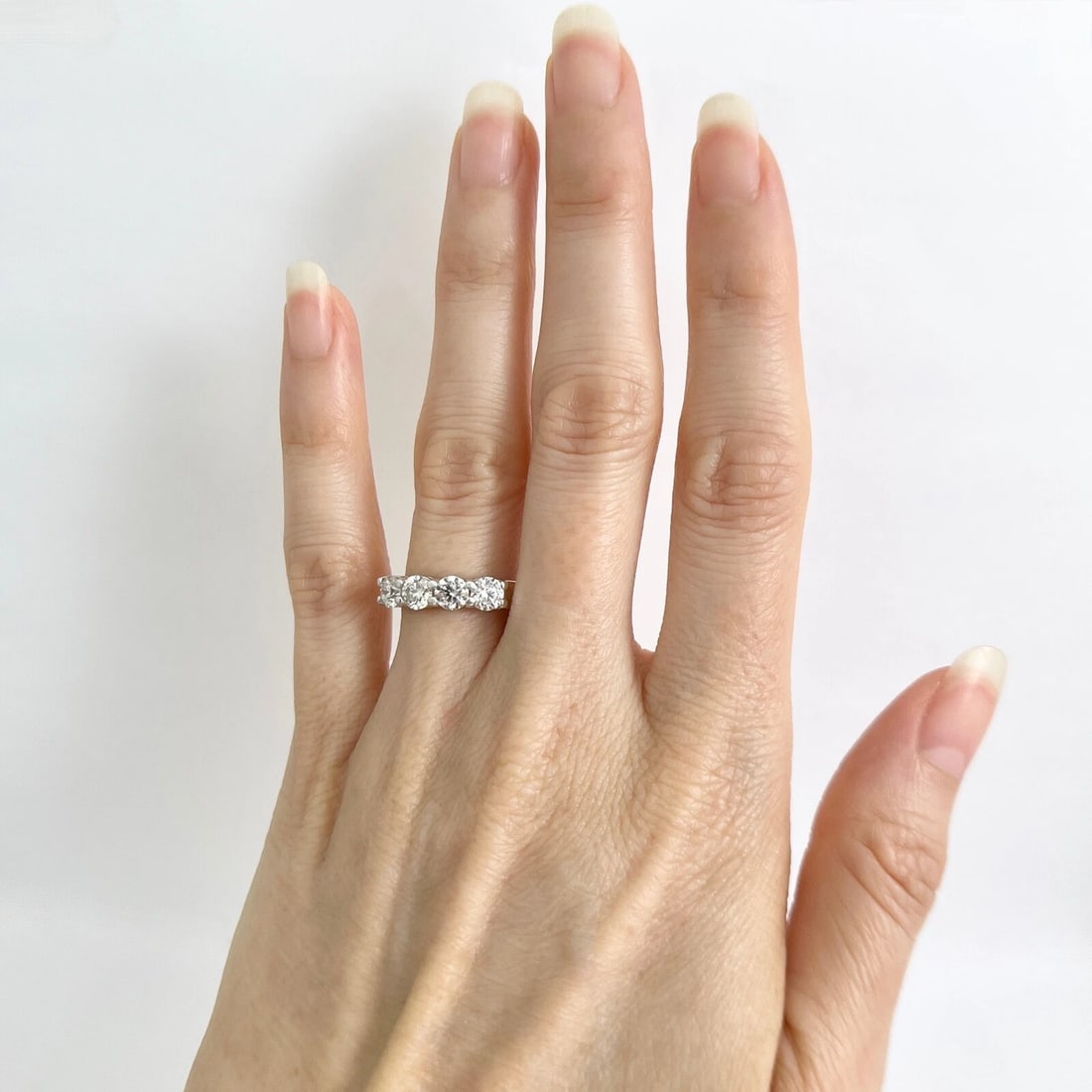 Two-Tone Round 4-Stone Diamond Wedding Band Ring 14K Yellow White Gold 1.27 CTW - 2