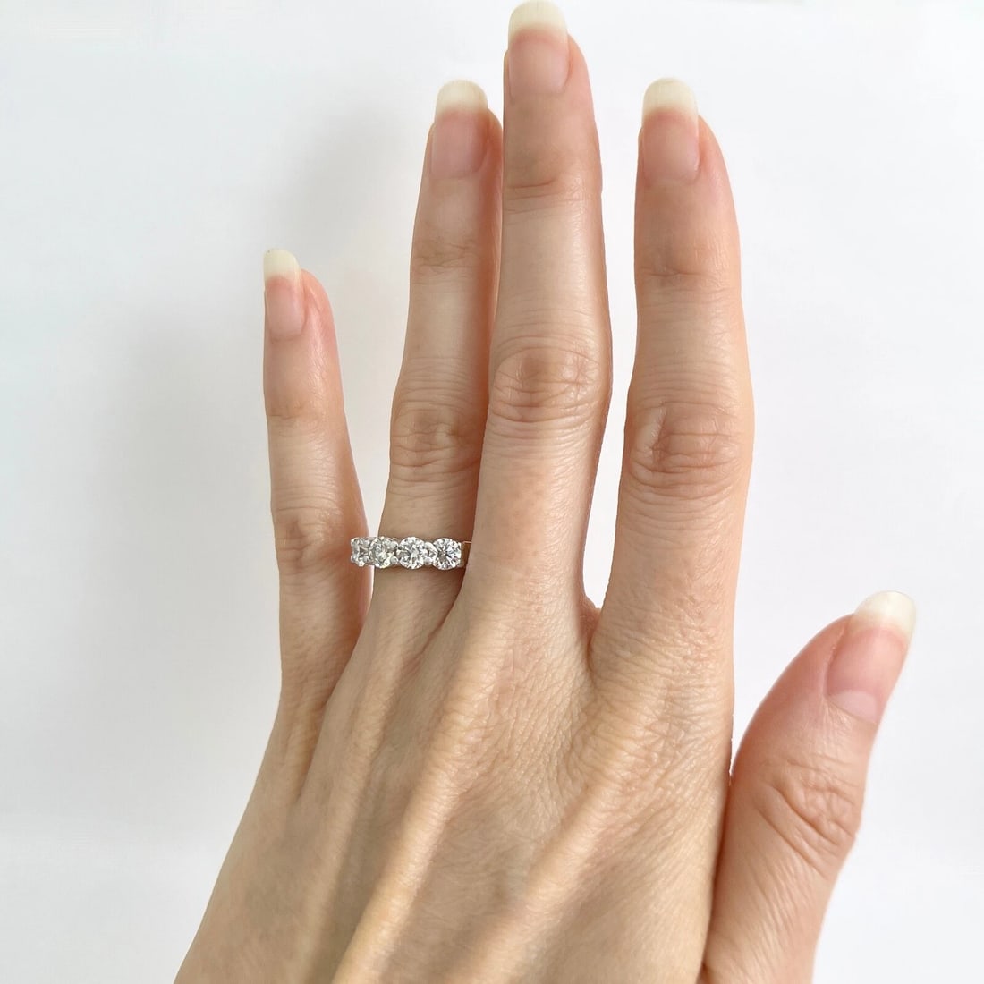 Two-Tone Round 4-Stone Diamond Wedding Band Ring 14K Yellow White Gold 1.27 CTW - 3