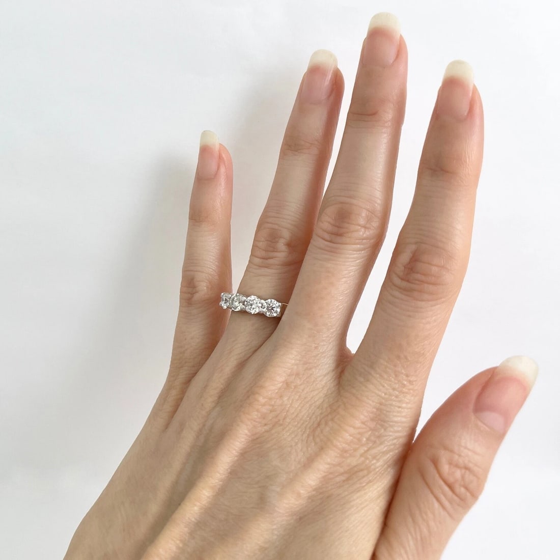Two-Tone Round 4-Stone Diamond Wedding Band Ring 14K Yellow White Gold 1.27 CTW - 4