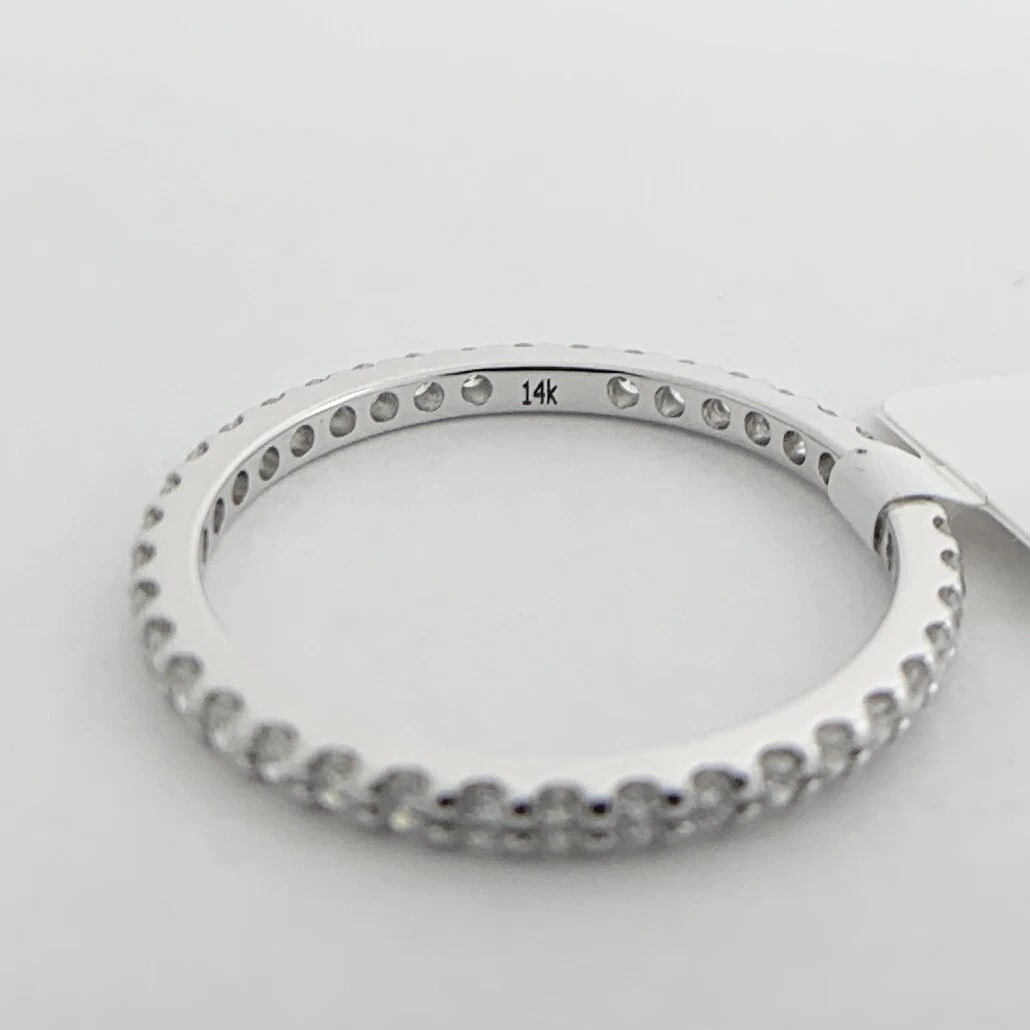 Thin Round Diamond Eternity Ring Wedding Band 14K White Gold, .45 CTW, Size 6.25 - 8