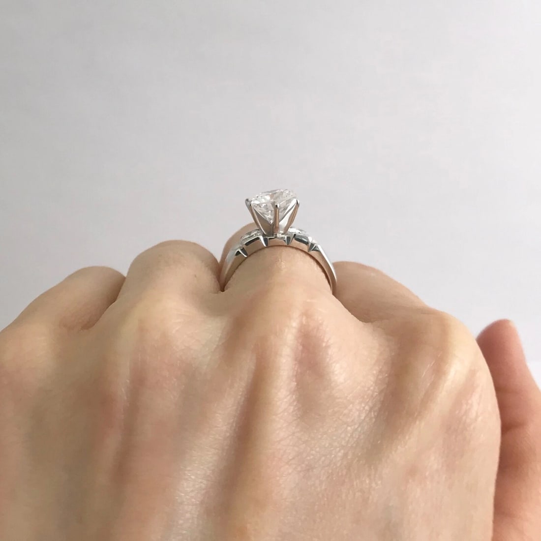 Round 3-Stone Diamond Engagement Ring Setting Mounting 14K White Gold, .70 CTW - 6