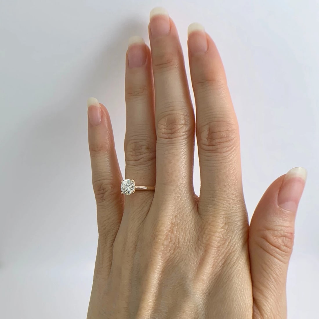 Round European Solitaire Diamond Engagement Ring 14K Pink Rose Gold .90 CT - 3