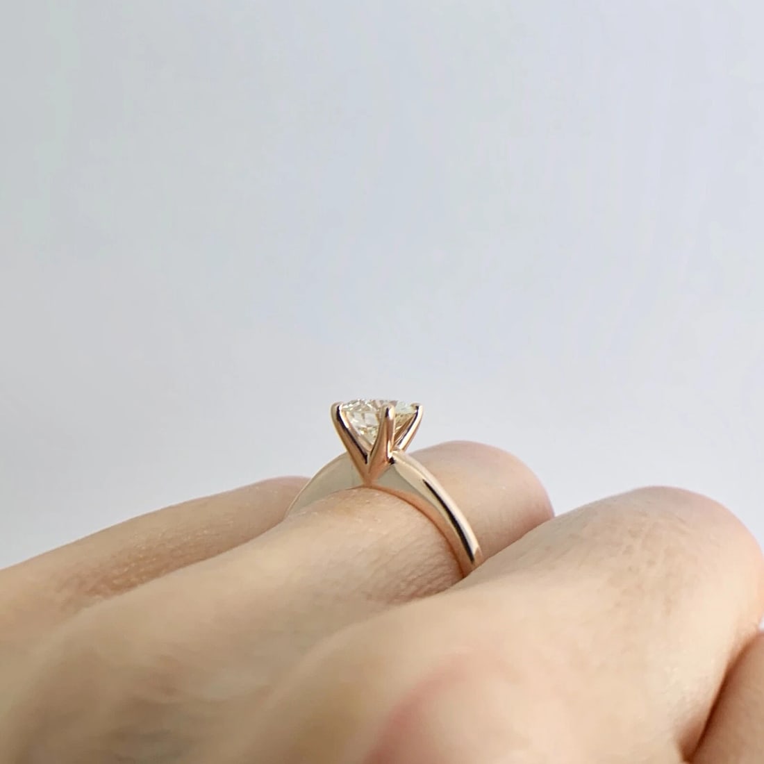 Round European Solitaire Diamond Engagement Ring 14K Pink Rose Gold .90 CT - 4