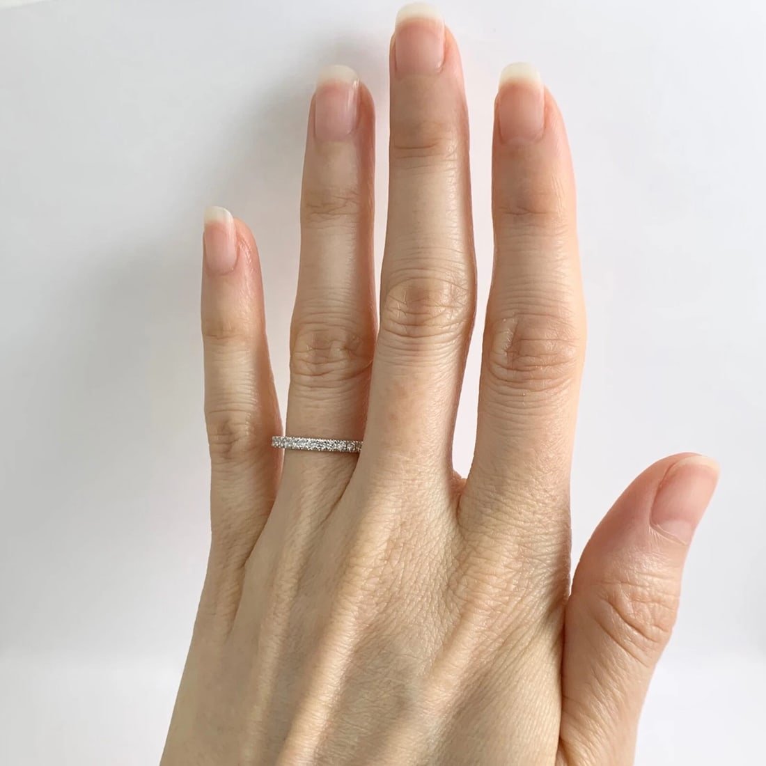Round Diamond Eternity Ring Wedding Band 14K White Gold, Size 5.75, .68 CTW - 3