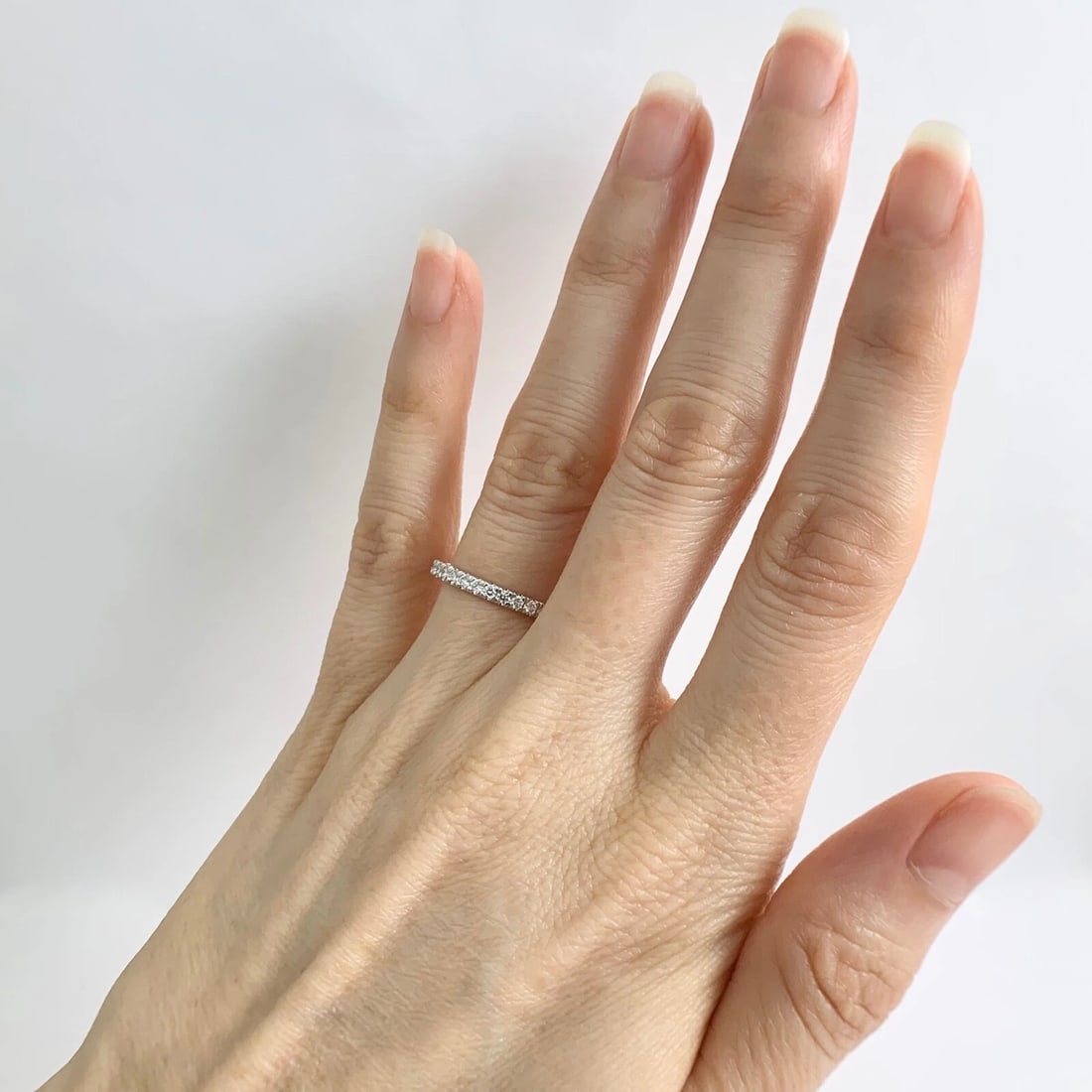 Round Diamond Eternity Ring Wedding Band 14K White Gold, Size 5.75, .68 CTW - 4