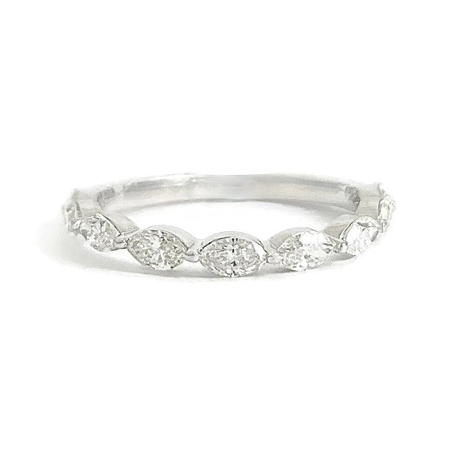 9-Stone Marquise Diamond Wedding Band Anniversary Ring 14K White Gold, .70 CTW: 9-Stone Marquise Diamond Wedding Band Anniversary Ring 14K White Gold, .70 CTW This is a lovely ring that can be worn as a wedding band, anniversary ring or statement ring. Don't hesitate to ask any