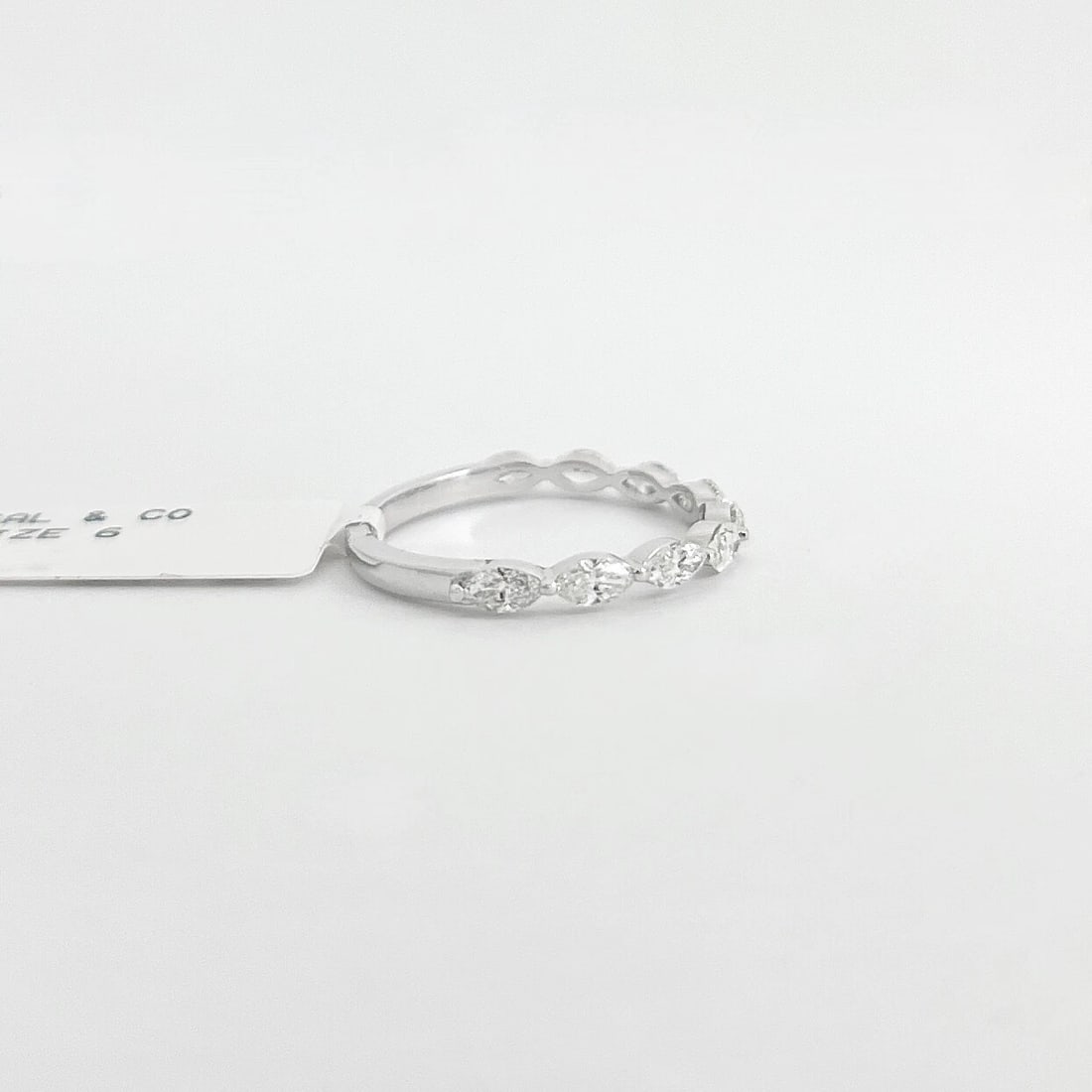 9-Stone Marquise Diamond Wedding Band Anniversary Ring 14K White Gold, .70 CTW - 6