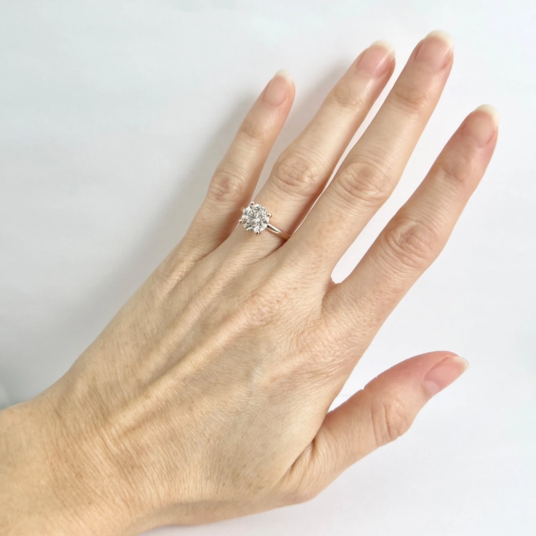 Round Solitaire Champagne Diamond Engagement Ring 14K Rose Gold, 2.13 CT - 4