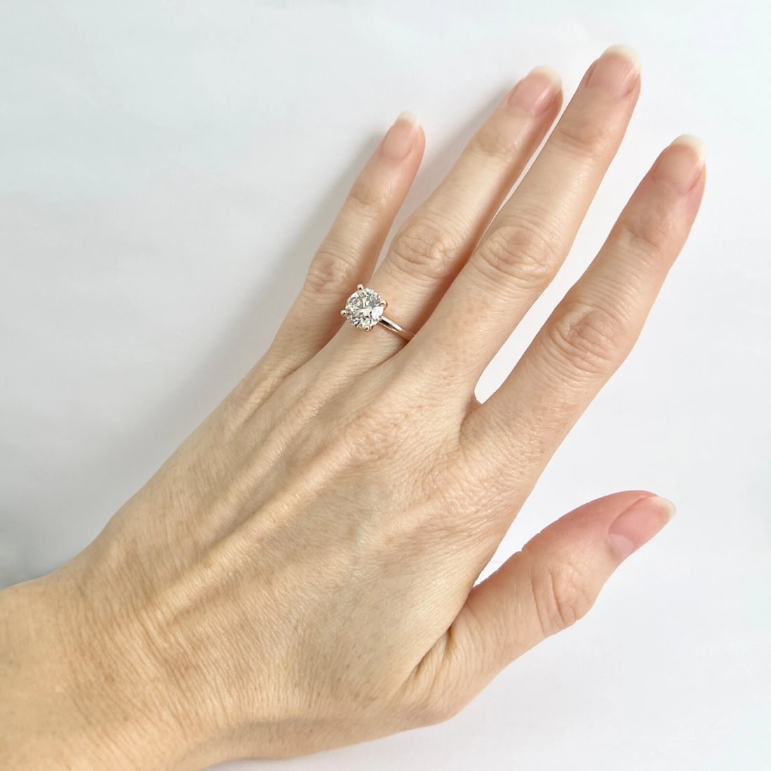 Round Solitaire Champagne Diamond Engagement Ring 14K Rose Gold, 2.13 CT - 5