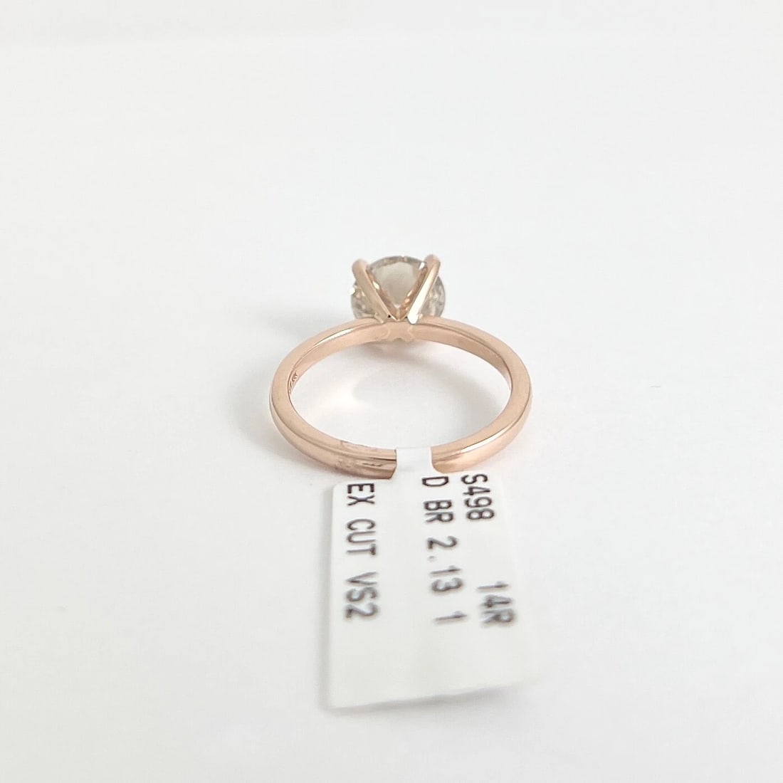 Round Solitaire Champagne Diamond Engagement Ring 14K Rose Gold, 2.13 CT - 8