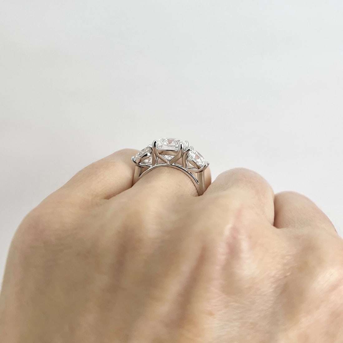 3-Stone Round Lab-Created Diamond Engagement Ring 14K White Gold, 4.19 CTW - 4