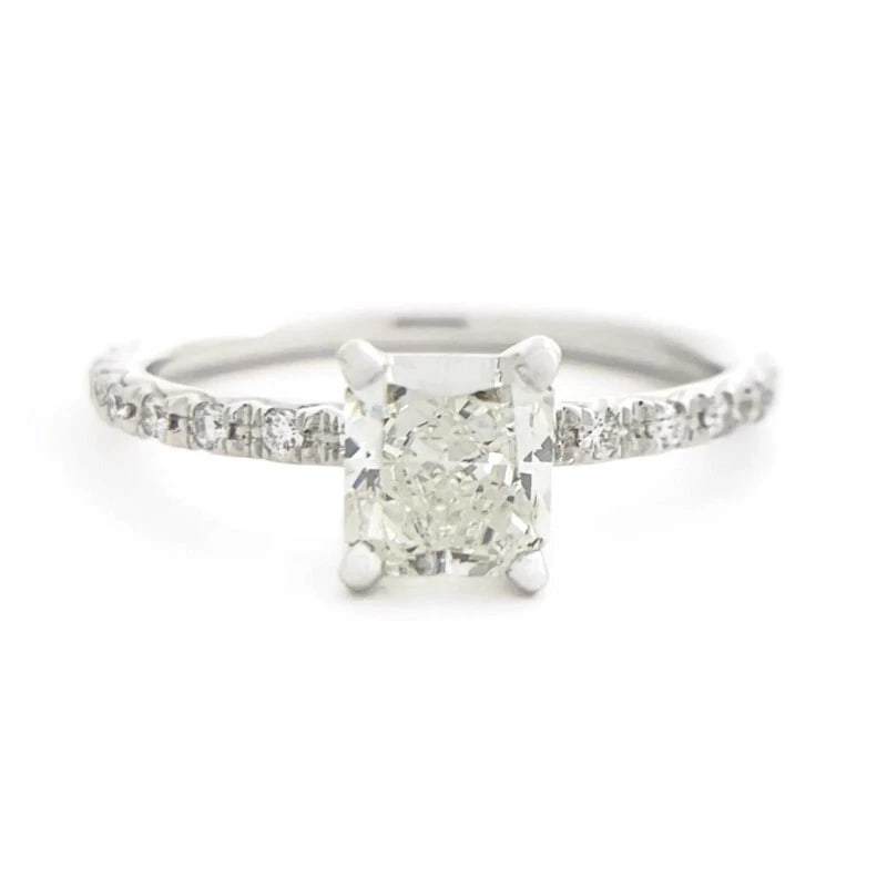 GIA Certified Radiant Solitaire Diamond Engagement Ring 14K White Gold 1.20 CTW: GIA Certified Radiant Solitaire Diamond Engagement Ring 14K White Gold 1.20 CTW This is a gorgeous diamond ring! Please let us know if you have any questions! Diamonds: 1.20 ctw; 1 radiant cut, .90 ct